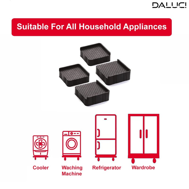 DALUCI Multi-Purpose Refrigerator Stand, Washing Machine Stand,Furniture Base Stand, Fridge Stands for Single Door and Double Door Table Height Extender Bed Stands for Legs (Set of 4) (Black) - Image 5