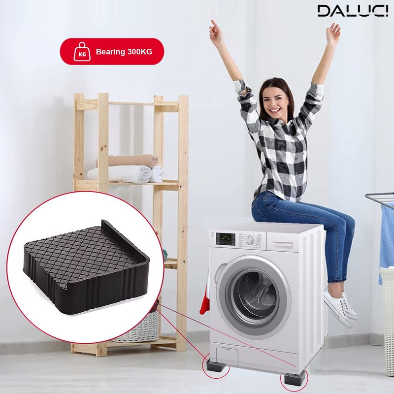 DALUCI Multi-Purpose Refrigerator Stand, Washing Machine Stand,Furniture Base Stand, Fridge Stands for Single Door and Double Door Table Height Extender Bed Stands for Legs (Set of 4) (Black) - Image 4