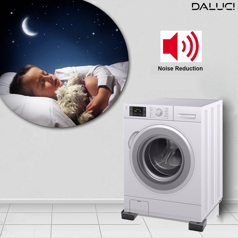 DALUCI Multi-Purpose Refrigerator Stand, Washing Machine Stand,Furniture Base Stand, Fridge Stands for Single Door and Double Door Table Height Extender Bed Stands for Legs (Set of 4) (Black) - Image 2