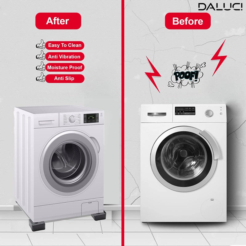 DALUCI Multi-Purpose Refrigerator Stand, Washing Machine Stand,Furniture Base Stand, Fridge Stands for Single Door and Double Door Table Height Extender Bed Stands for Legs (Set of 4) (Black) - Image 3