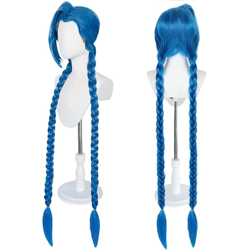 Ebingoo Blue Braided Cosplay Wig for Women Wig Cap Long Straight Synthetic Costume Wig for Halloween Costume Anime Party