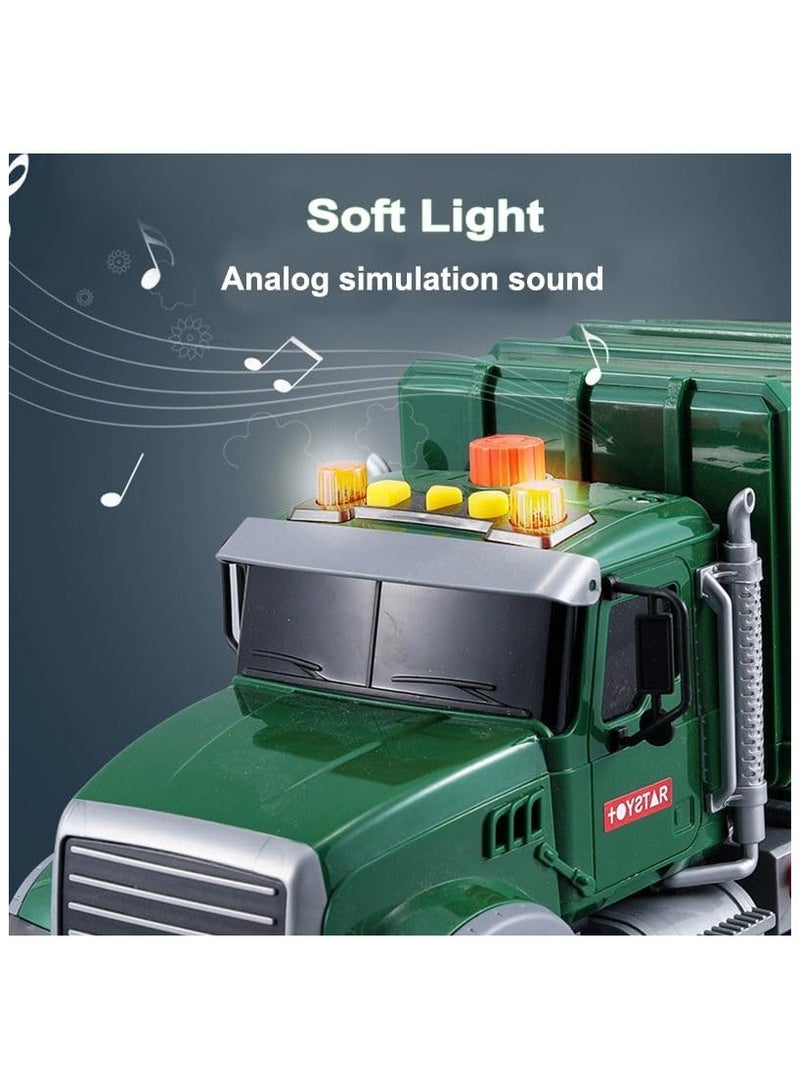 Soofam 15" Large Garbage Truck Toy,Friction Powered Waste Management Garbage Truck with Lights and Sounds,3 Trash Cans, Kids Toys for 3 4 5 6 7 Years Old Boys, Vehicles for Kids Toddlers Gifts - Image 2