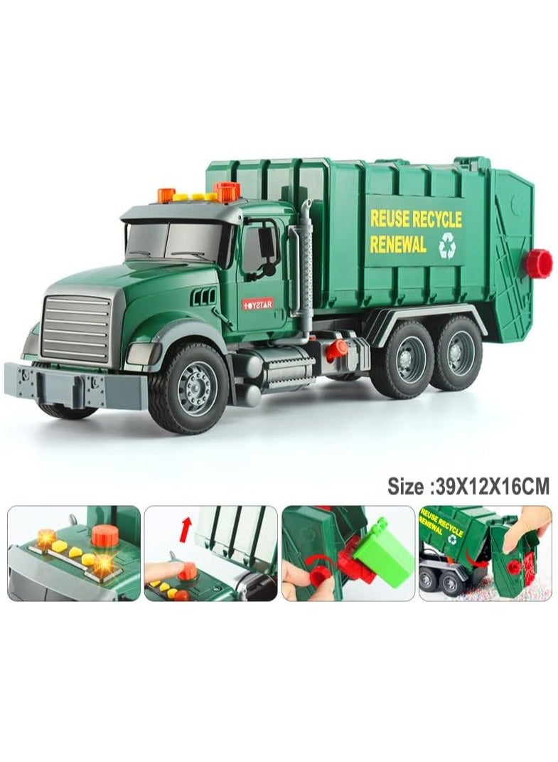 Soofam 15" Large Garbage Truck Toy,Friction Powered Waste Management Garbage Truck with Lights and Sounds,3 Trash Cans, Kids Toys for 3 4 5 6 7 Years Old Boys, Vehicles for Kids Toddlers Gifts - Image 3