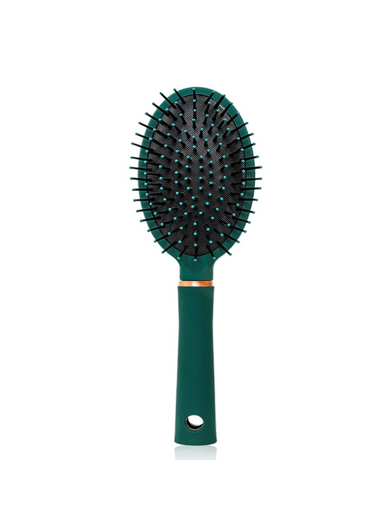 RN BEAUTY Reazana Detangling Brush AntiStatic Detangler Hair Brushes with Silicone Cushion Base Blow Drying Comb Nylon Bristle Pins Fashion Massage Brush Wet or Dry All Hair Types Styling Dark Green Oval 