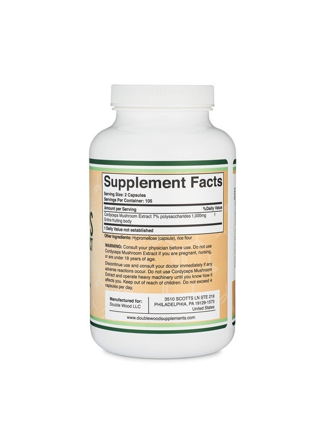 Double Wood Supplements كبسولات كورديسيبس (مستخلص فطر كورديسيبس سينينسيس) 210 كبسولة، إمداد لمدة 3.5 شهر، 1000 مجم (7% من السكريات المتعددة مع ألفا وبيتا جلوكان) دعم عام ودعم الشيخوخة من شركة دبل وود - Image 3