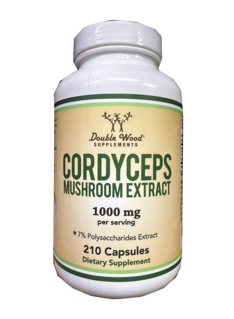 Double Wood Supplements كبسولات كورديسيبس (مستخلص فطر كورديسيبس سينينسيس) 210 كبسولة، إمداد لمدة 3.5 شهر، 1000 مجم (7% من السكريات المتعددة مع ألفا وبيتا جلوكان) دعم عام ودعم الشيخوخة من شركة دبل وود - Image 1