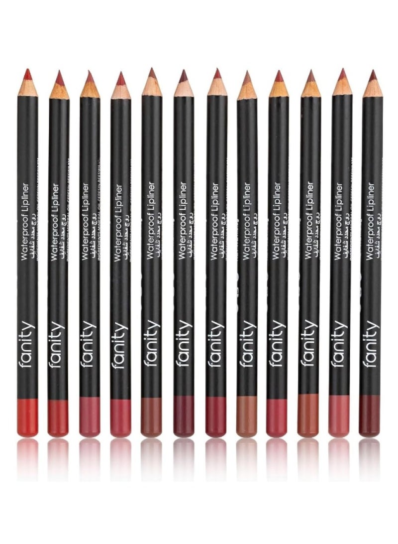 فانيتي مجموعة فانِتي قلم تحديد الشفاه مقاوم للماء – 12 لون - Image 1