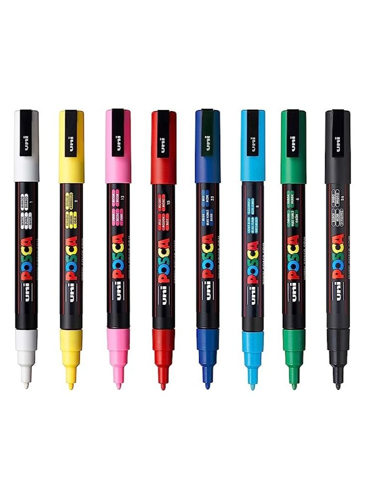 POSCA 8-Piece Bullet Shaped Paint Marker Set 0.9-1.3 mm Multicolour - Image 1