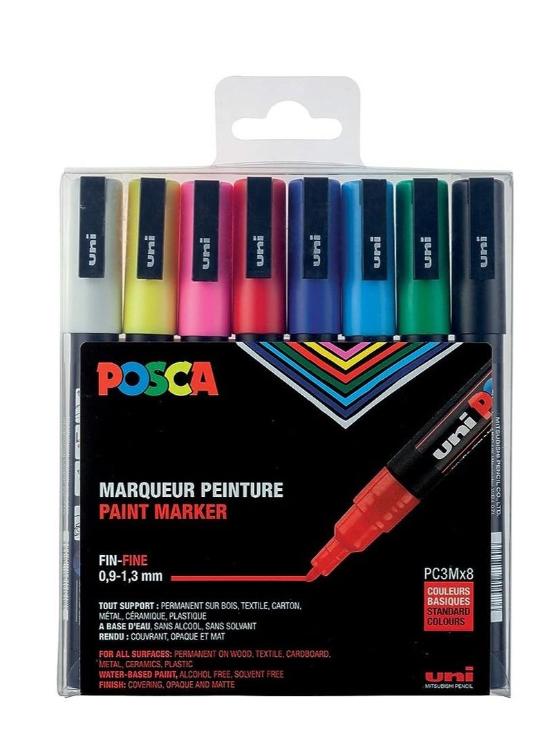 POSCA 8-Piece Bullet Shaped Paint Marker Set 0.9-1.3 mm Multicolour - Image 2