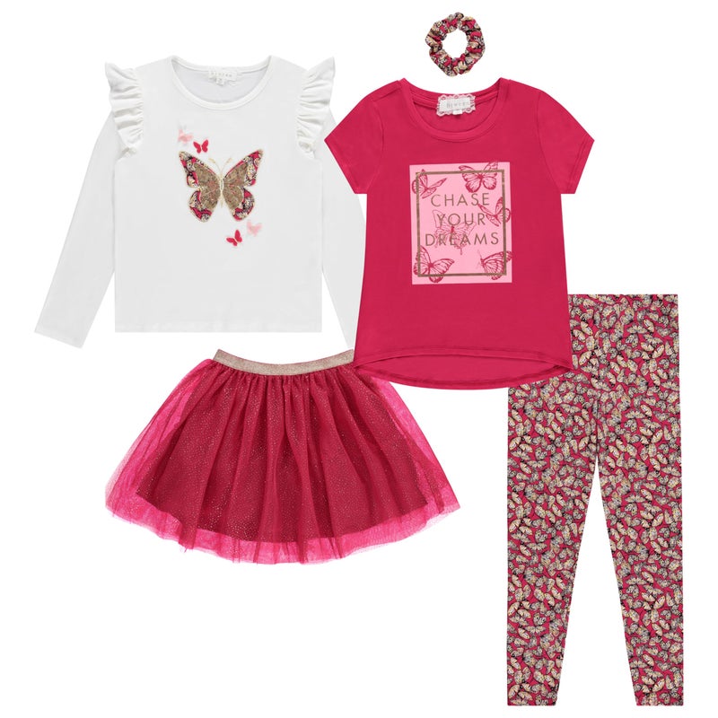 BTween Girls Kids Clothing and Accessory Set 5 Piece Mix And Match Sets, MILK,8 - Image 1