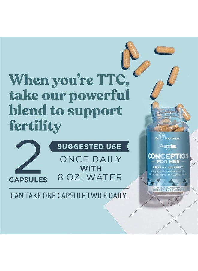 Eu Natural Conception Fertility Supplements for Women – Prenatal Vitamins – Promote Hormone Balance, Cycle Consistency, Aid Ovulation – Myo-Inositol, Folate, Folic Acid, Vitex, More – 120 Veg Soft Capsules  - Image 4