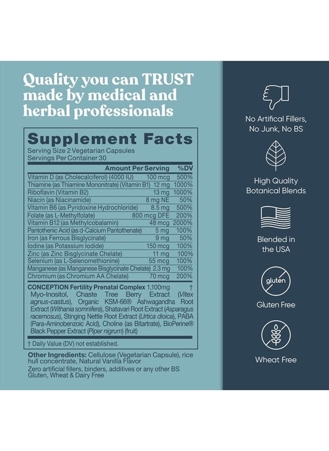 Eu Natural Conception Fertility Supplements for Women – Prenatal Vitamins – Promote Hormone Balance, Cycle Consistency, Aid Ovulation – Myo-Inositol, Folate, Folic Acid, Vitex, More – 120 Veg Soft Capsules  - Image 5