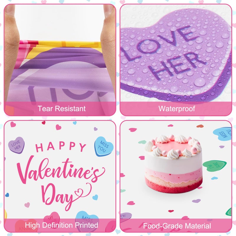 Litmitfu 2 Pack Happy Valentines Day Tablecloth - Valentine's Day Tablecloths Plastic, Disposable Rectangle Colorful Love Heart Valentine Table Cloth Cover for Wedding Anniversary Party Decoration,54x108 Inch - Image 5