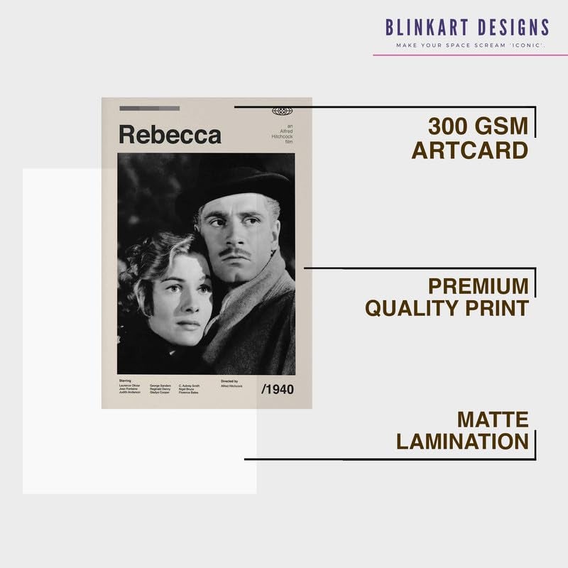 BLINKART BLINKART Aesthetic Rebecca 1940 Movie Photo Frame Album Poster Mid Century Wall Art Print Decor For Home Bedroom Living Room Bedroom Home Office Study Room  - Image 4