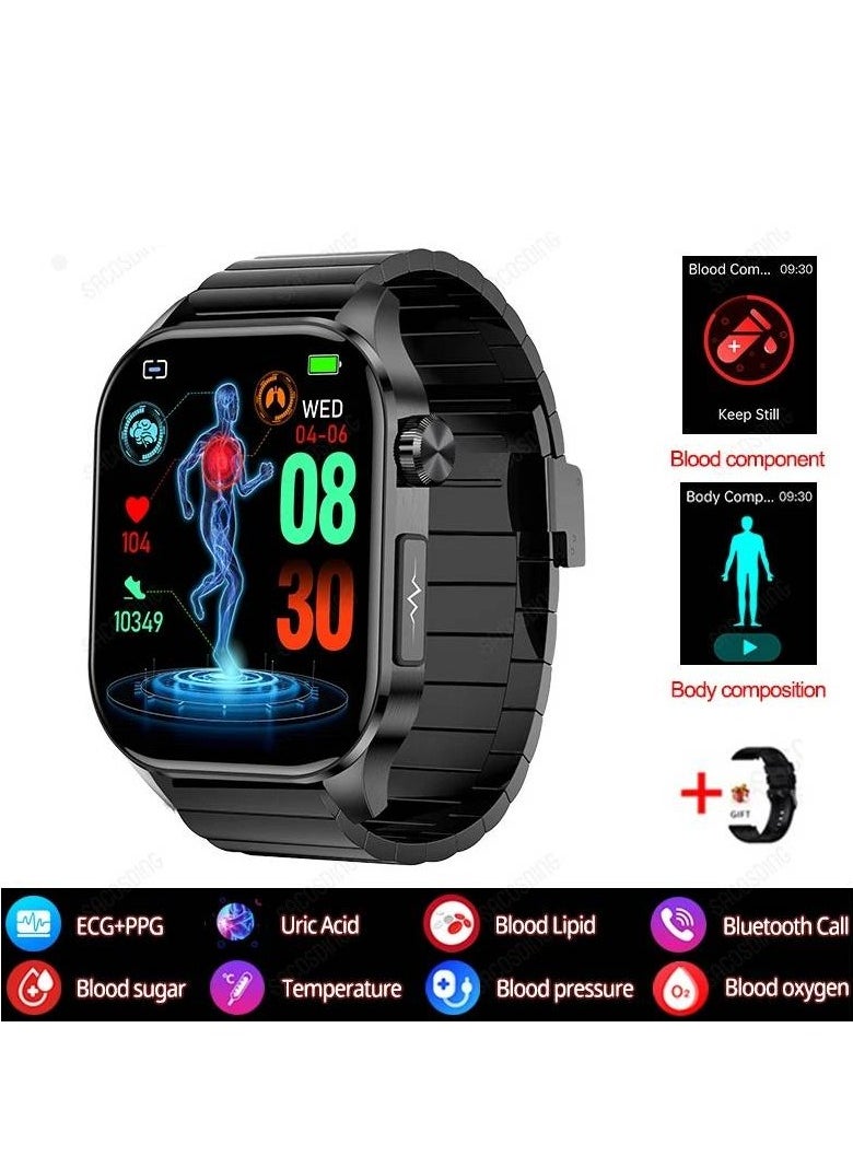 Saco - Health Smart Watch with Blood Glucose Monitoring Uric Acid and Heart Rate Body Composition Bluetooth Call Feature - Image 1