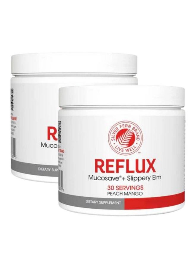 Reflux Digestive Supplement - Peach Mango Flavor - Each Tub = 30 Scoops = 30 Servings - Mucosal Support for Acid Issues - with Mucosave FG and Slippery Elm Bark (2 Tubs)
