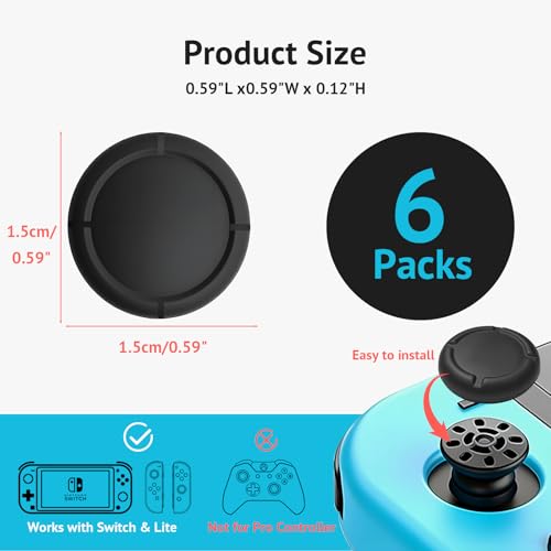 SFIELCAPA 6Pcs Silicone Analog Stick Covers for Nintendo Switch, OLED, Joy-con Controller Thumb Grips, Joystick Replacement Caps - Image 5