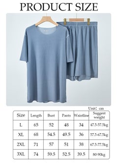 DUNISO Men's Pajamas Set Short Sleeve Summer Relaxed Pajamas Round Neck High Elastic Breathable Thin Pajamas Set  - Image 4