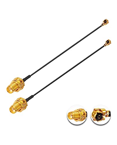 POBADY 2PCS U.F.L1 to SMA Female Low Loss Coaxial Cable 4" /10CM U.F.L1 1.13mm Mini-Coaxial Pigtail Cable for Wireless Routers Mini PCIE Network Cards PCI Wi-Fi WAN Repeater - Image 1