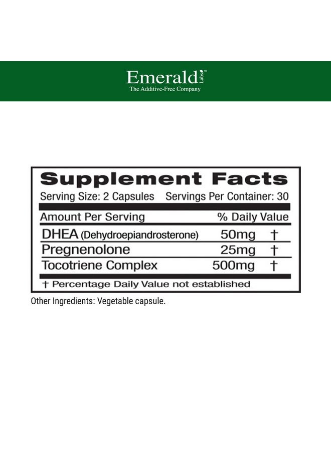 ultra botanicals - Emerald Labs Dhea 50Mg Dietary Supplement With Dhea Pregnenolone And Tocotriene Complex Cognitive Function Metabolism And Healthy Hormone Levels 60 Vegetable Capsules - Image 1