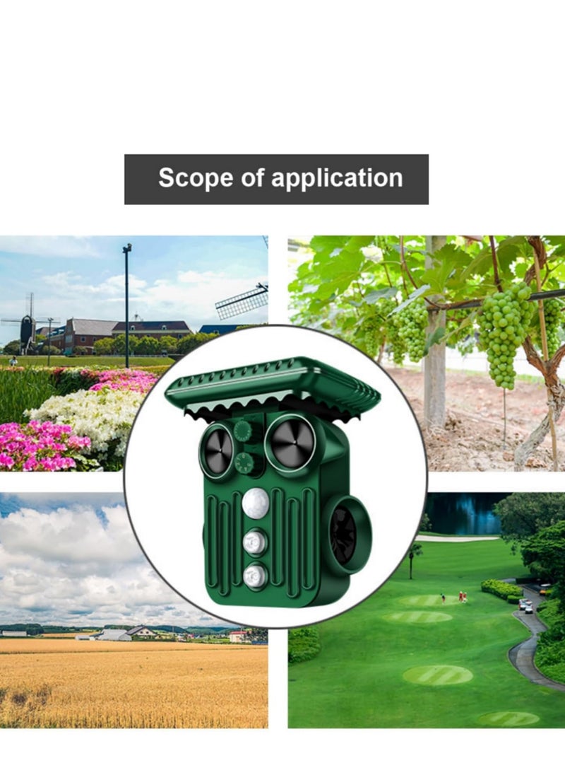 Ultrasonic Animal Repeller with LED Flashing Light Motion Sensor and Waterproof Device for Farm Birds Gophers Moles Snakes Cat ect