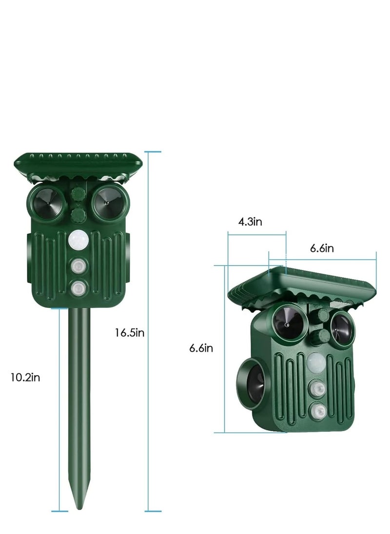 Ultrasonic Animal Repeller with LED Flashing Light Motion Sensor and Waterproof Device for Farm Birds Gophers Moles Snakes Cat ect