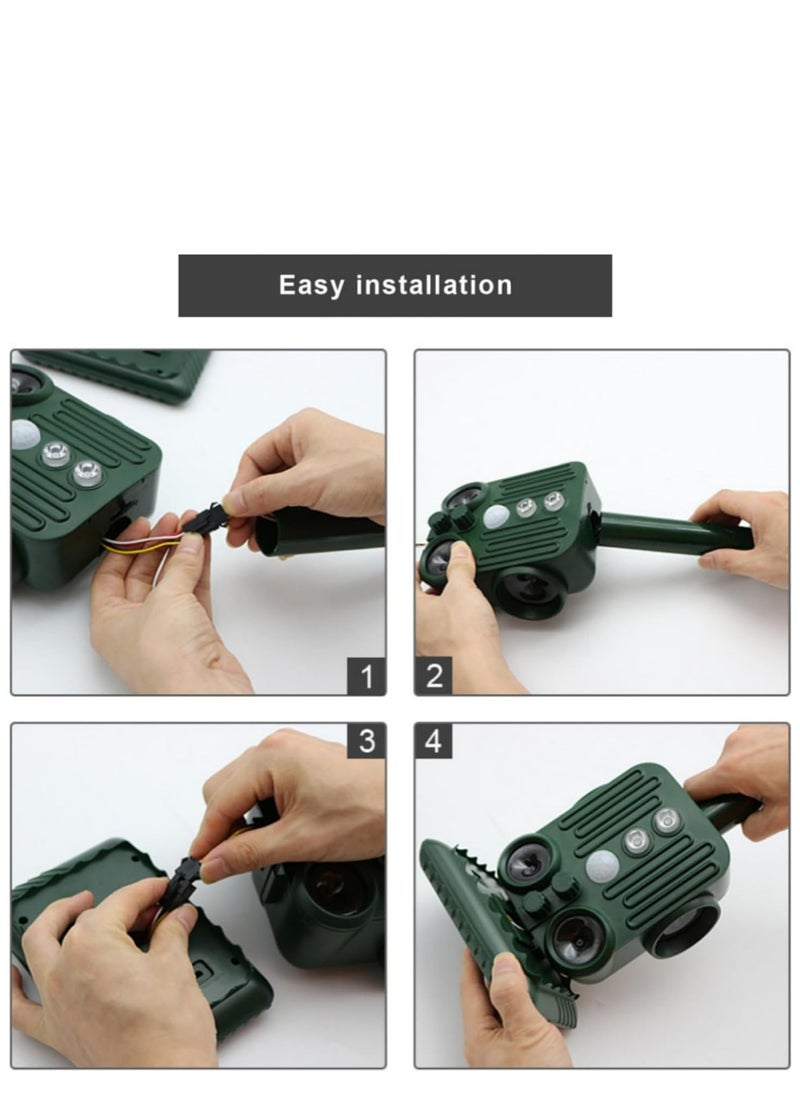 Ultrasonic Animal Repeller with LED Flashing Light Motion Sensor and Waterproof Device for Farm Birds Gophers Moles Snakes Cat ect