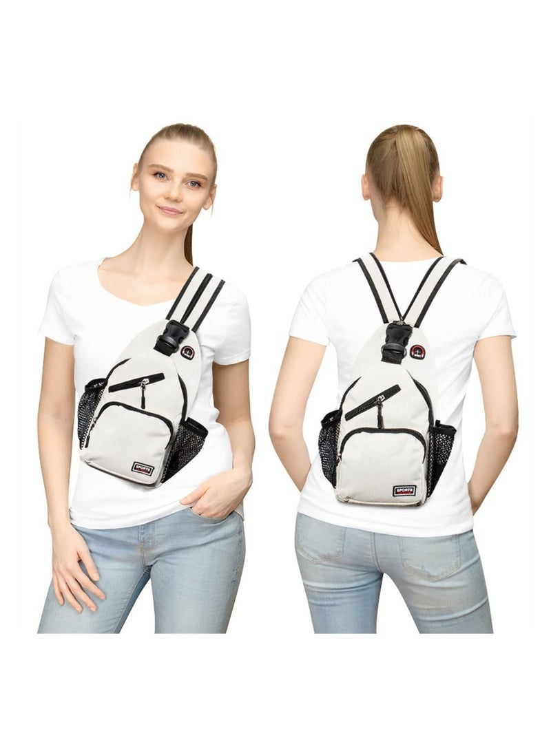 سيوسي حقيبة صدر متعددة الوظائف حقيبة صدر قابلة للتحويل حقيبة بحمالة للرجال والنساء حقيبة ظهر بحمالة مقاومة للماء حقيبة كتف كروس للسفر والمشي لمسافات طويلة وركوب الدراجات أبيض صغير - Image 3