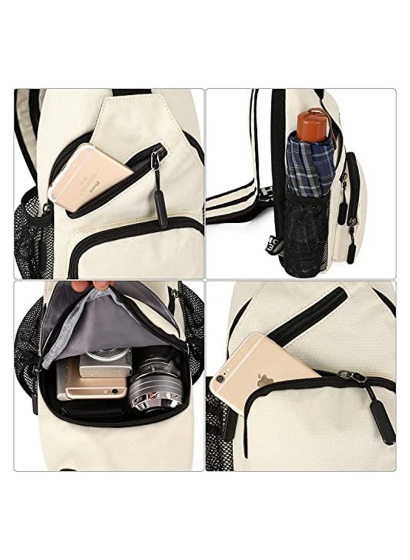 سيوسي حقيبة صدر متعددة الوظائف حقيبة صدر قابلة للتحويل حقيبة بحمالة للرجال والنساء حقيبة ظهر بحمالة مقاومة للماء حقيبة كتف كروس للسفر والمشي لمسافات طويلة وركوب الدراجات أبيض صغير - Image 5