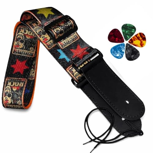 MOCKING BIRD Guitar Strap for Acoustic Adjustable Buckle Electric Guitar Strap Polyester Guitar Belt For Acoustic/Bass/Electric Guitars (Rock Guitar belt) - Image 1