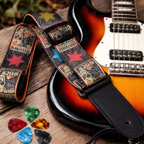 MOCKING BIRD Guitar Strap for Acoustic Adjustable Buckle Electric Guitar Strap Polyester Guitar Belt For Acoustic/Bass/Electric Guitars (Rock Guitar belt) - Image 2