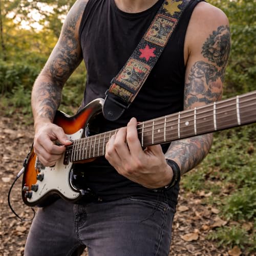 MOCKING BIRD Guitar Strap for Acoustic Adjustable Buckle Electric Guitar Strap Polyester Guitar Belt For Acoustic/Bass/Electric Guitars (Rock Guitar belt) - Image 3
