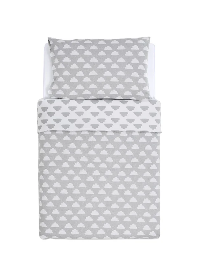 Snuz Pod Reversible Duvet And Pillow Set For Toddler And Kids 100% Cotton Fits Most Cot Size Duvets Suitable From 12 Months And Above, Colour - Cloud Nine, Dimension - Duvet Cover 120X100Cm, Pillowcase 40X60Cm