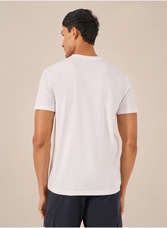Styli Raw Edge Crew Neck Regular Fit T-Shirt  - Image 4