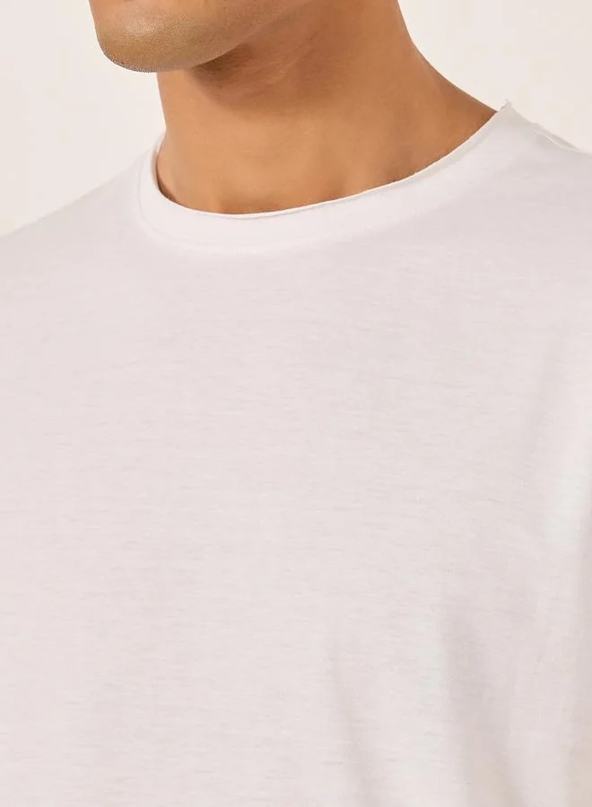 Styli Raw Edge Crew Neck Regular Fit T-Shirt