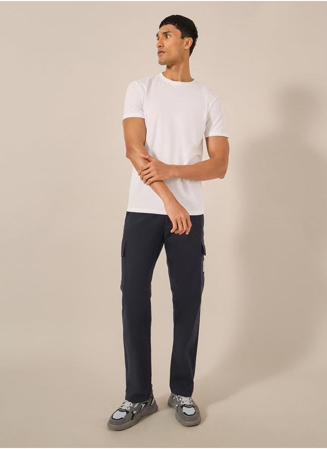 Styli Raw Edge Crew Neck Regular Fit T-Shirt  - Image 2