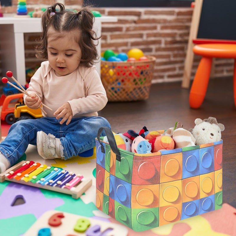 FXOCSHE FXOLCSHE Building brick Basket,Building block book storage box,Laundry hamper,Waterproof foldable Kid's laundry basket,Shelf box,Baby Room decor(Building block) - Image 4