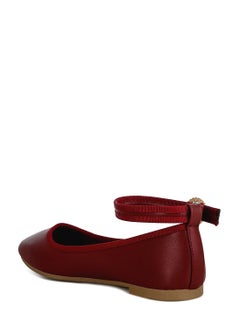 London Rag Ankle Strap Detail Ballet Flats in Burgundy  - Image 3