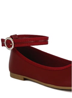 London Rag Ankle Strap Detail Ballet Flats in Burgundy  - Image 5