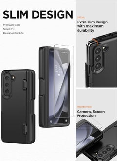 VRS Design Simpli Fit Samsung Galaxy Z Fold 5 Case Cover with S-Pen Compartment in Hinge Protection and Front Screen Protector - Matte Black  - Image 3