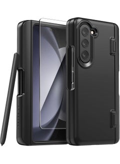 VRS Design Simpli Fit Samsung Galaxy Z Fold 5 Case Cover with S-Pen Compartment in Hinge Protection and Front Screen Protector - Matte Black  - Image 1