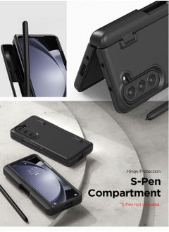 VRS Design Simpli Fit Samsung Galaxy Z Fold 5 Case Cover with S-Pen Compartment in Hinge Protection and Front Screen Protector - Matte Black  - Image 2