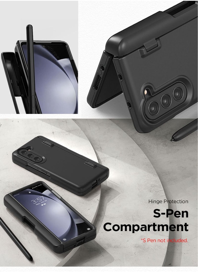 VRS Design Simpli Fit Samsung Galaxy Z Fold 5 Case Cover with S-Pen Compartment in Hinge Protection and Front Screen Protector - Matte Black  - Image 2