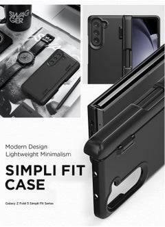 VRS Design Simpli Fit Samsung Galaxy Z Fold 5 Case Cover with S-Pen Compartment in Hinge Protection and Front Screen Protector - Matte Black  - Image 4