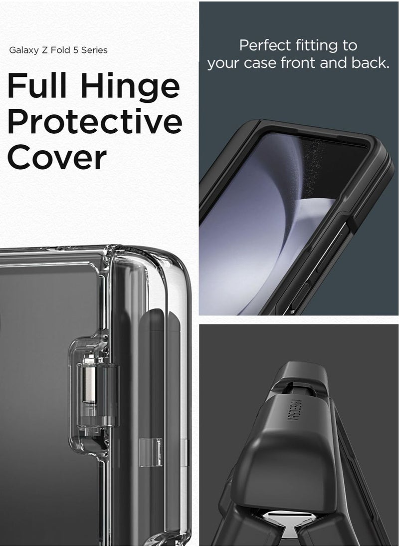 VRS Design Simpli Fit Samsung Galaxy Z Fold 5 Case Cover with S-Pen Compartment in Hinge Protection and Front Screen Protector - Matte Black  - Image 5