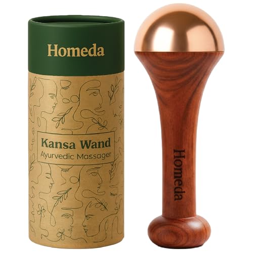 Homeda Kansa Wand for Foot Massage, Kansa Vati Foot Massager with Teak Wooden Handle, Kasa Kasya Vati, Kansya Wati, Kashyachi Swakansa Vati for Body Wellness, Detox, Relaxation (4.5 cm Bronze Cup) - Image 1