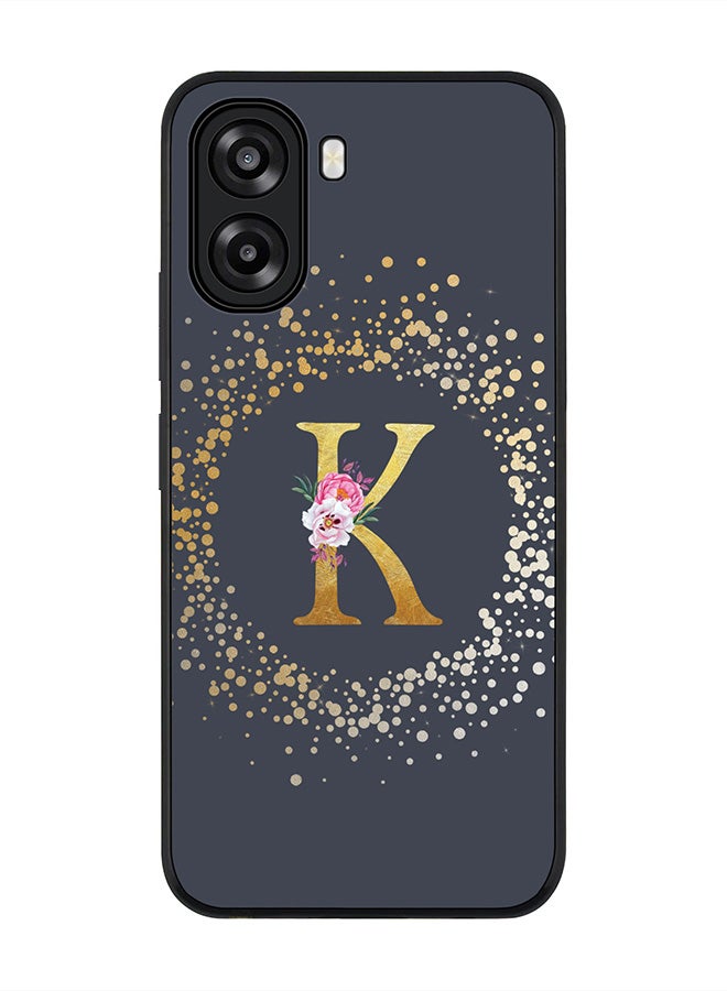 Stylizedd For Oppo A6t 5G / A6t 4G Case,Slim fit Camera Protection, Shockproof Thin Phone cover  - Custom Monogram Floral - K  (Grey ) - Image 1