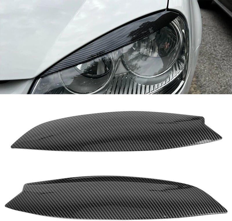QASULER Carbon Fiber Headlight Eyebrow Trim for VW Golf 5 - Image 2