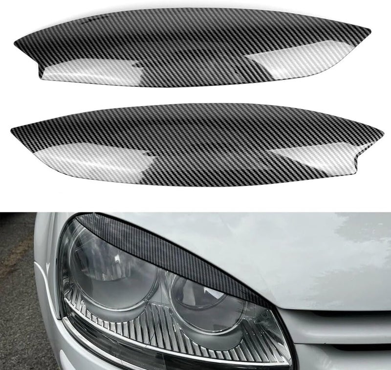 QASULER Carbon Fiber Headlight Eyebrow Trim for VW Golf 5 - Image 3