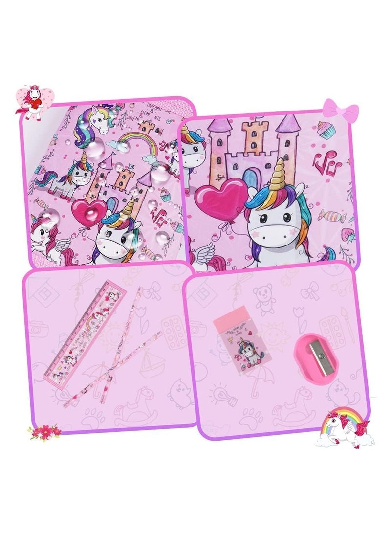 general Unicorn Stationery Set, including 2 pencil cases, a ruler, an eraser, a pencil sharpener and a money bag, Unicorn Stationery set for men and women - Image 3